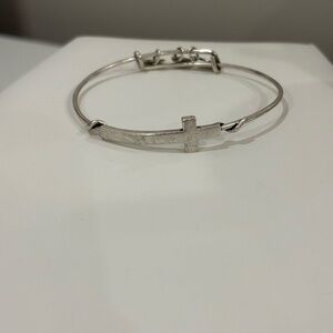 Alex and Ani Silver Cross Bangle Bracelet
